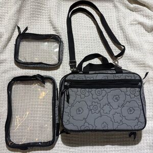 thirty-one Gray Floral Clear-Panel Crossbody and Pouch Set
